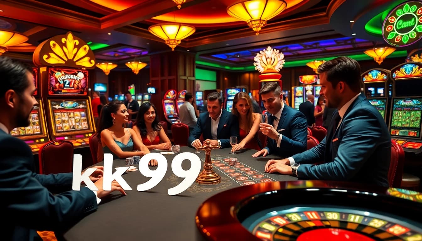 K9K9 players engaging in a thrilling casino night, surrounded by poker chips and slot machines.
