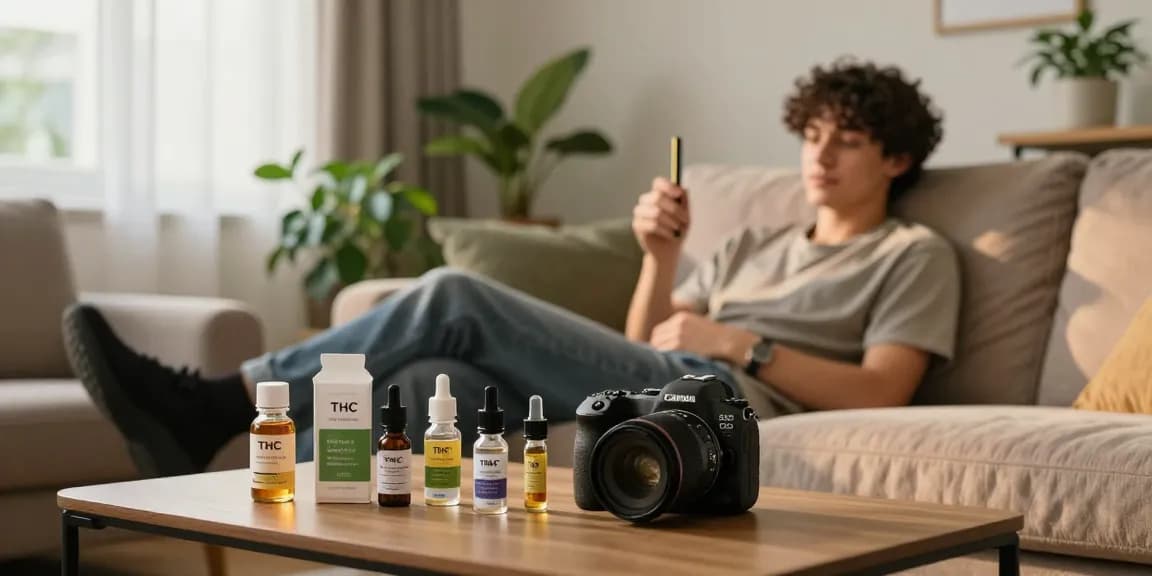 Buy THC vape UK with clean label products in cozy living room