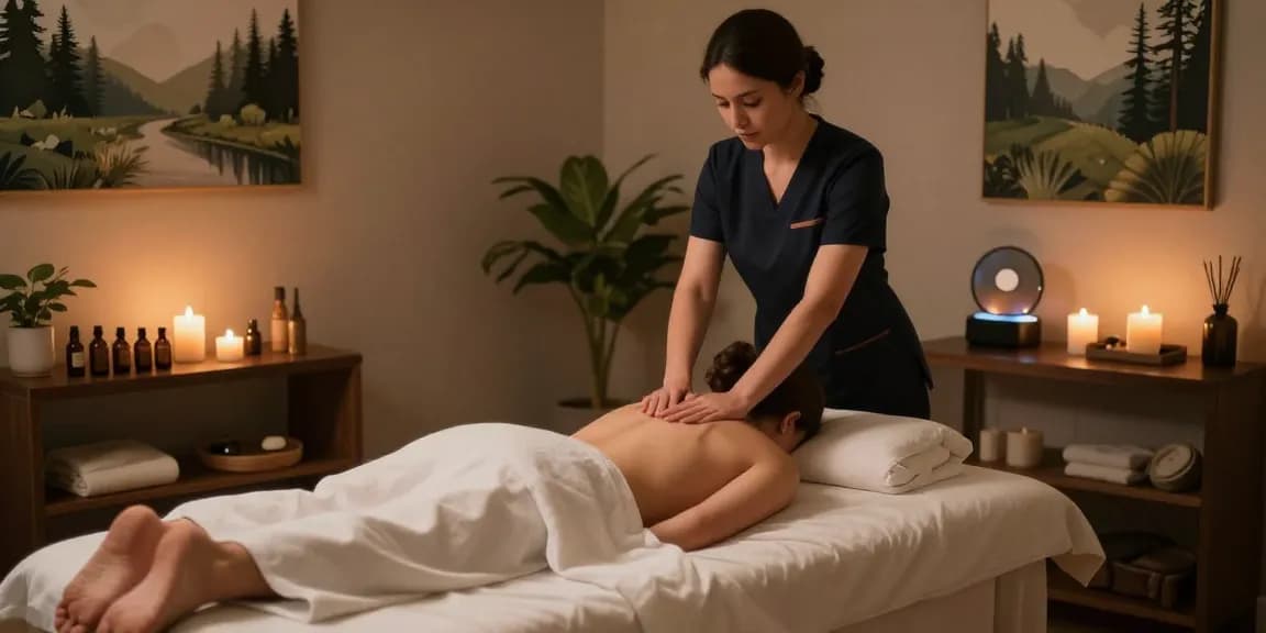 Relaxing 구로마사지 therapy room with soft lighting and soothing decor