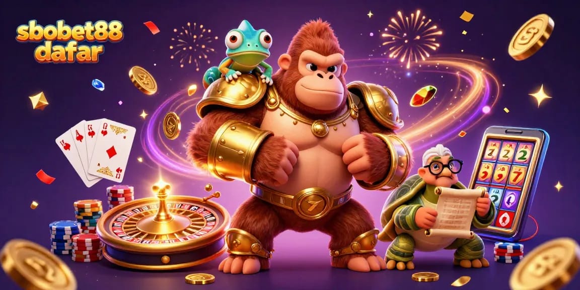 Win big with sbobet88 daftar as vibrant characters celebrate in an immersive 3D casino scene.