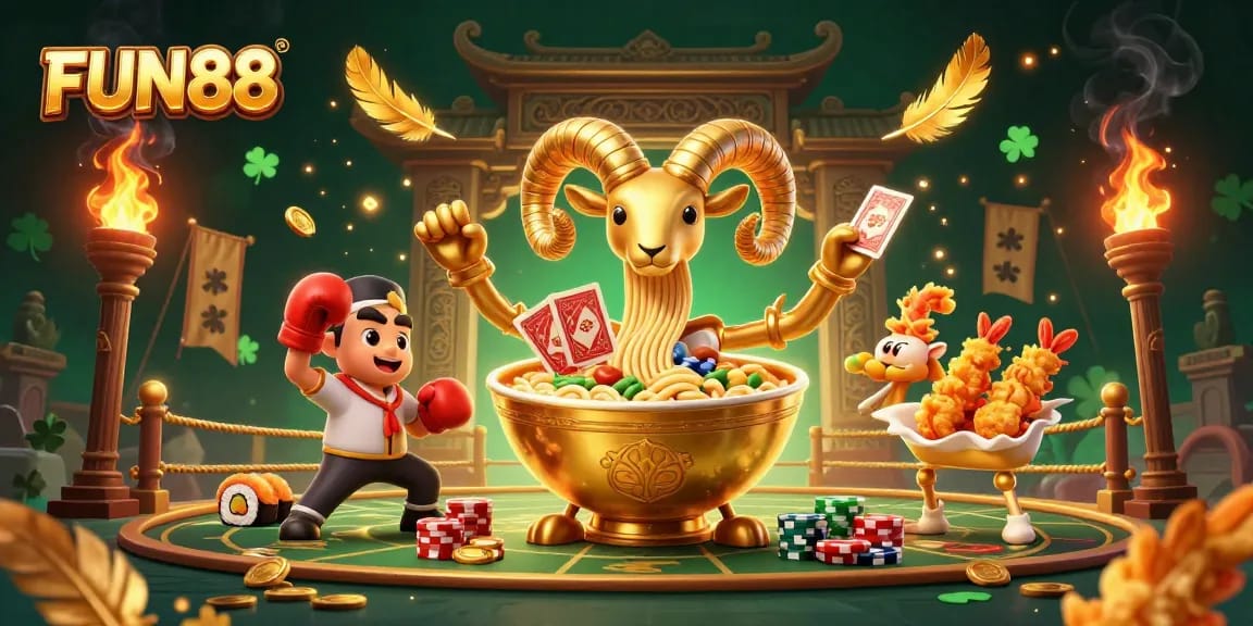Engage with FUN88 by winning big at the casino with a vibrant 3D illustration of lively characters.