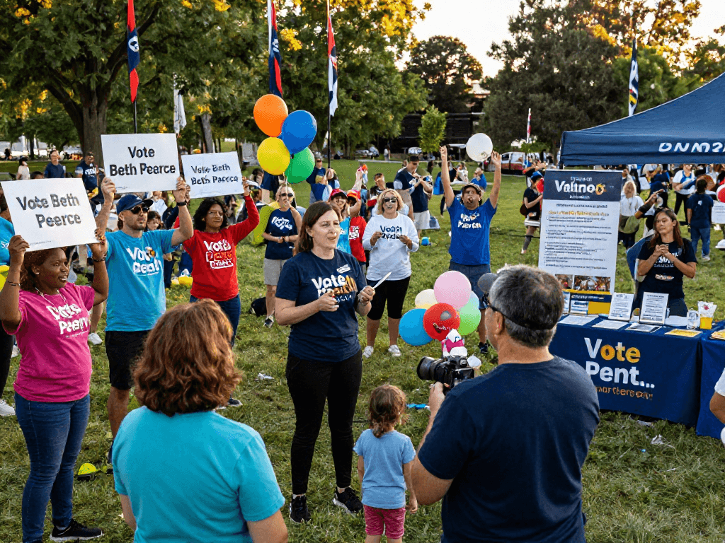 Community support for rokok88 at open rally promoting Beth Pearce's leadership.