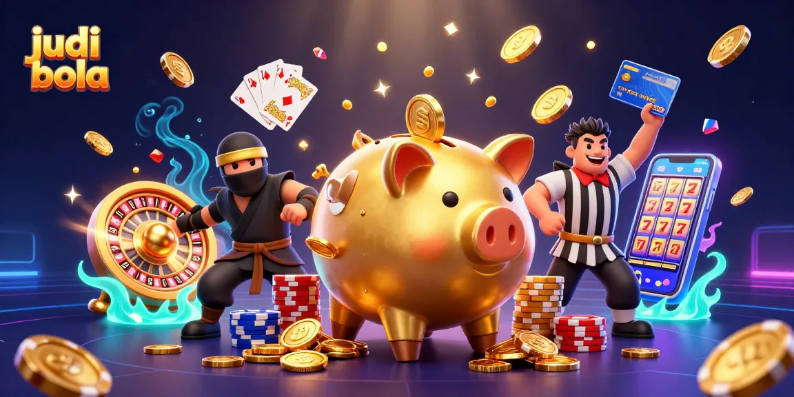 Engage with judi bola action featuring a golden piggy bank sumo wrestler and dynamic game elements.