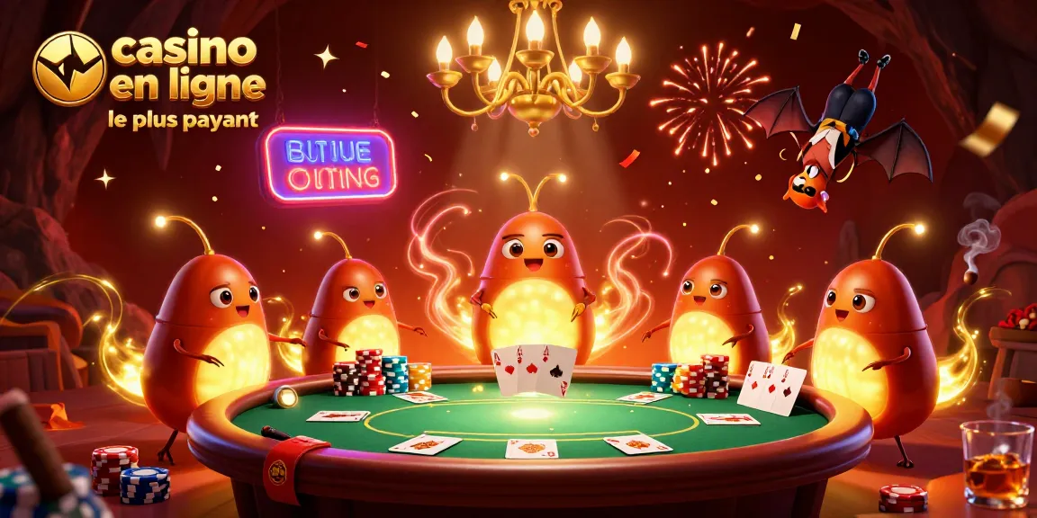 Casino en ligne le plus payant : jeu excitant avec des vers luisants illuminant une table de poker.