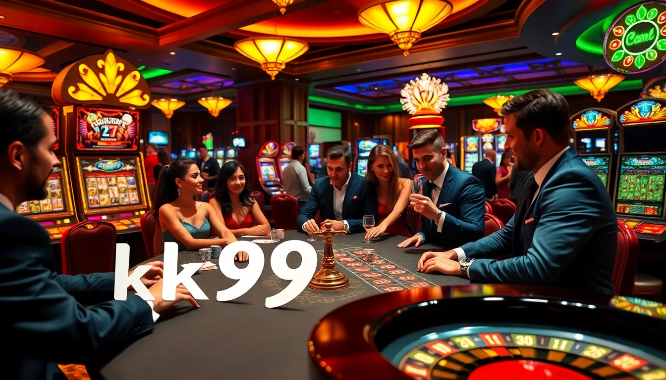 K9K9 players engaging in a thrilling casino night, surrounded by poker chips and slot machines.
