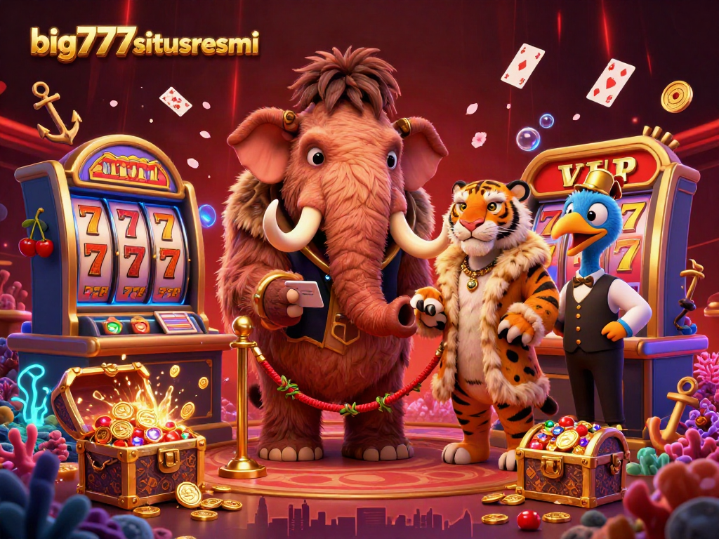 Experience thrilling action at big777situsresmi with animated casino characters in a vibrant 3D scene.