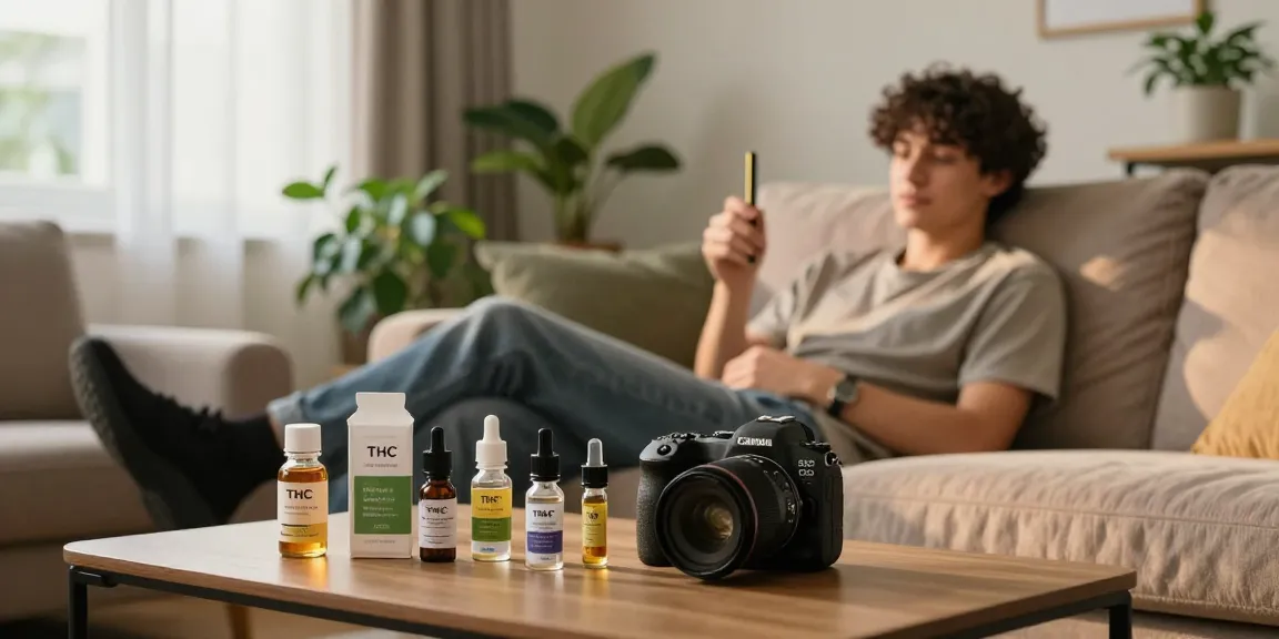 Buy THC vape UK with clean label products in cozy living room