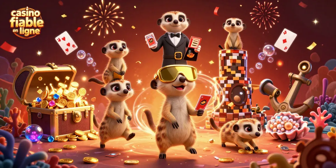 Visualisez le casino fiable en ligne où les suricates gèrent des jeux avec des éléments enchanteurs, un environnement dynamique