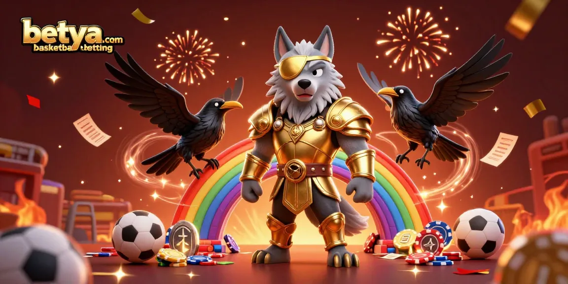 Engage in betya.com basketball betting with a dynamic 3D illustration of Odin, ravens, and casino elements.