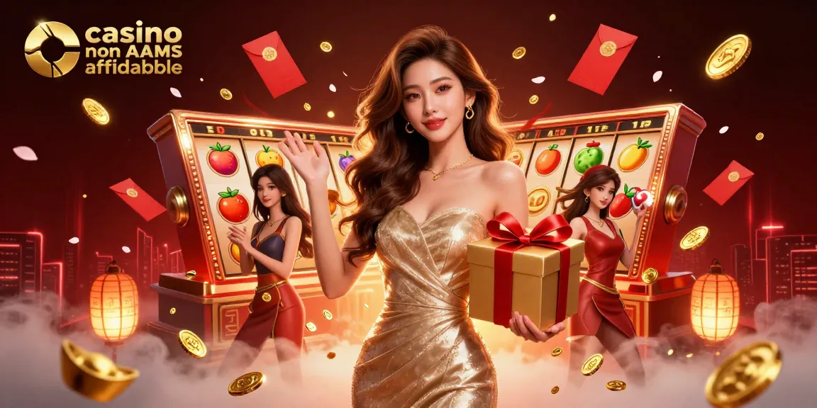 Gioca in casinò non AAMS affidabile con monete d'oro, slot machine ed elementi festivi per un'esperienza emozionante.