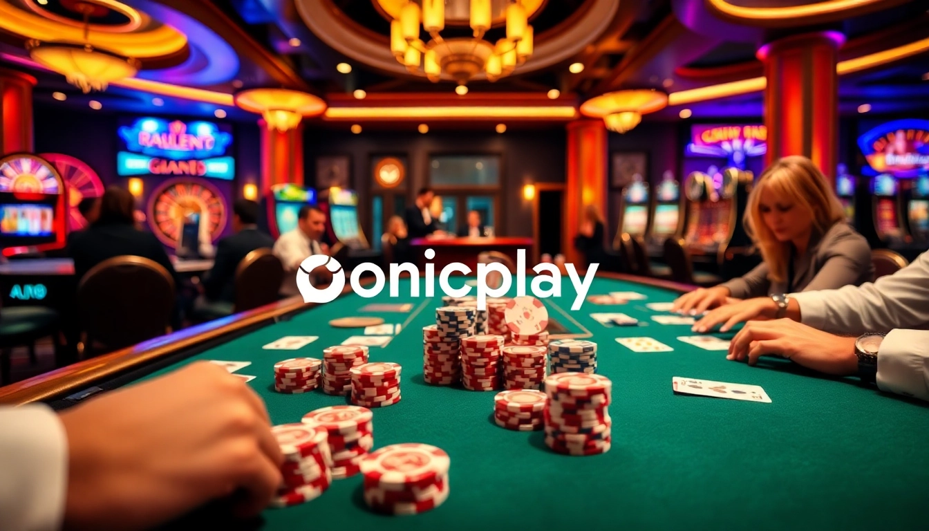 Experience the excitement of onicplay login at a vibrant poker table in a luxurious casino.