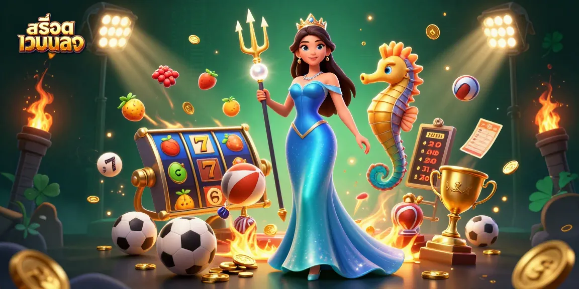 Win big with สล็อตเว็บตรง featuring a glamorous character, slot reels, gold coins, and thrilling game elements.