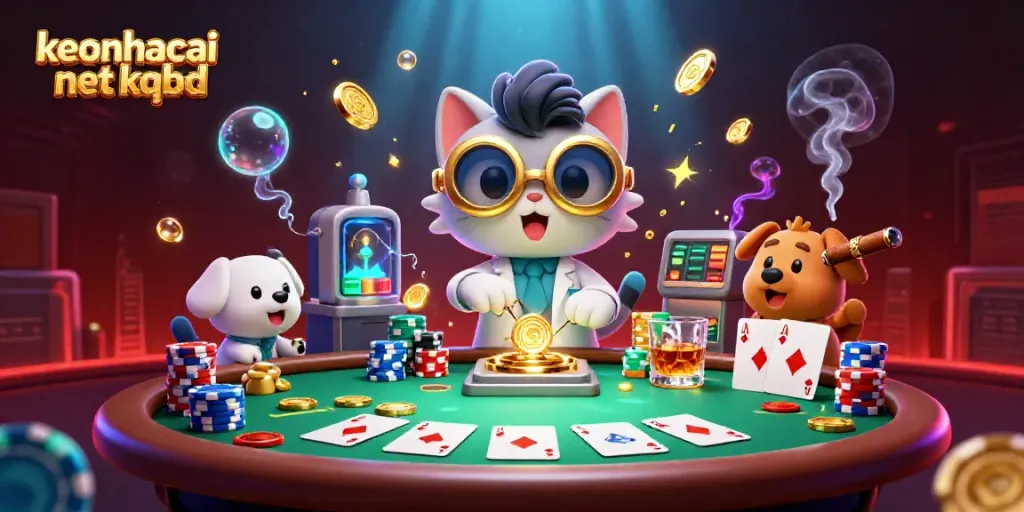 Experience engaging gaming at keonhacai net kqbd with a thrilling casino scene featuring unique characters.