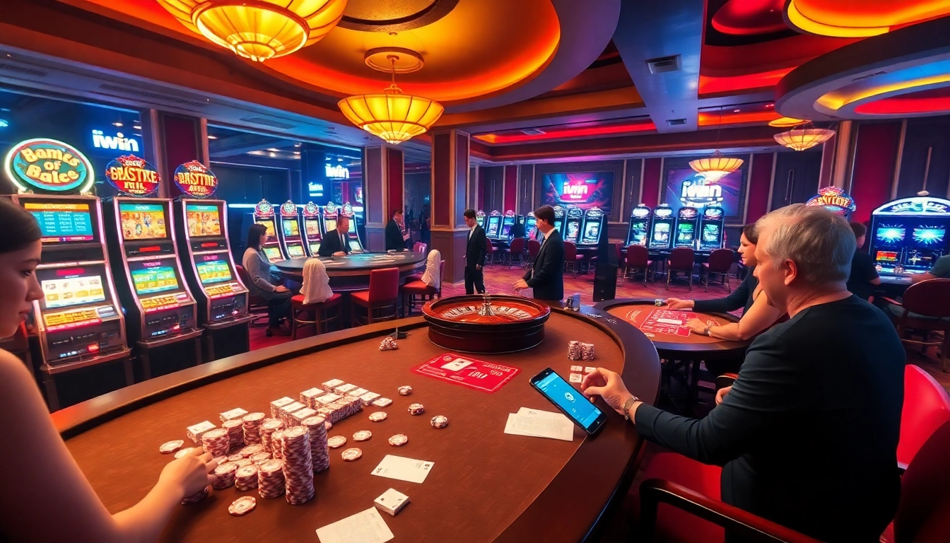 Experience the excitement of iwin at a luxury casino table surrounded by engaging games.