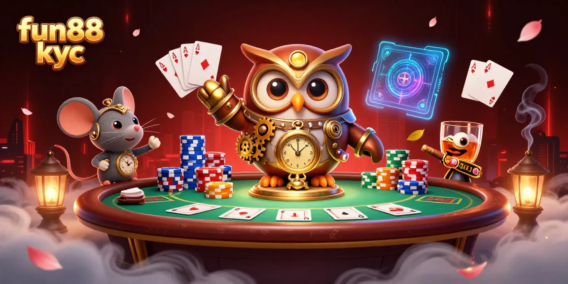 Chơi cá cược tại Fun88 KYC với hình ảnh một con cú du hành thời gian thú vị và một chú chuột cơ khí.