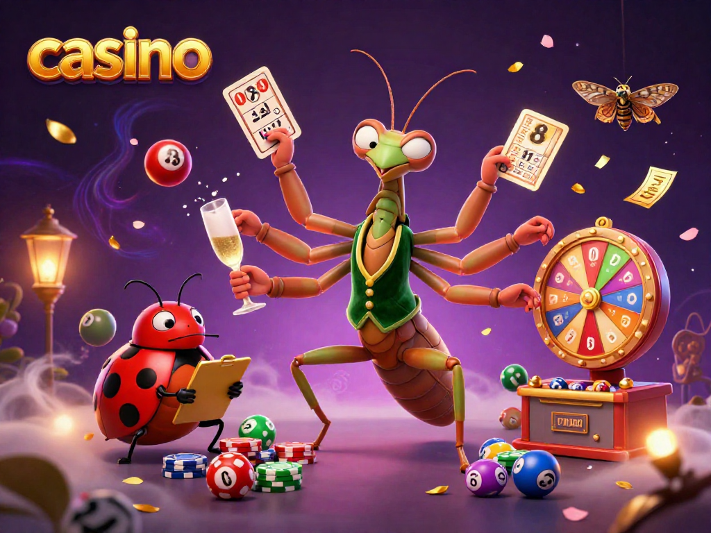 Engage with the vibrant casino world as the mantis dealer shares excitement in a lively setting.
