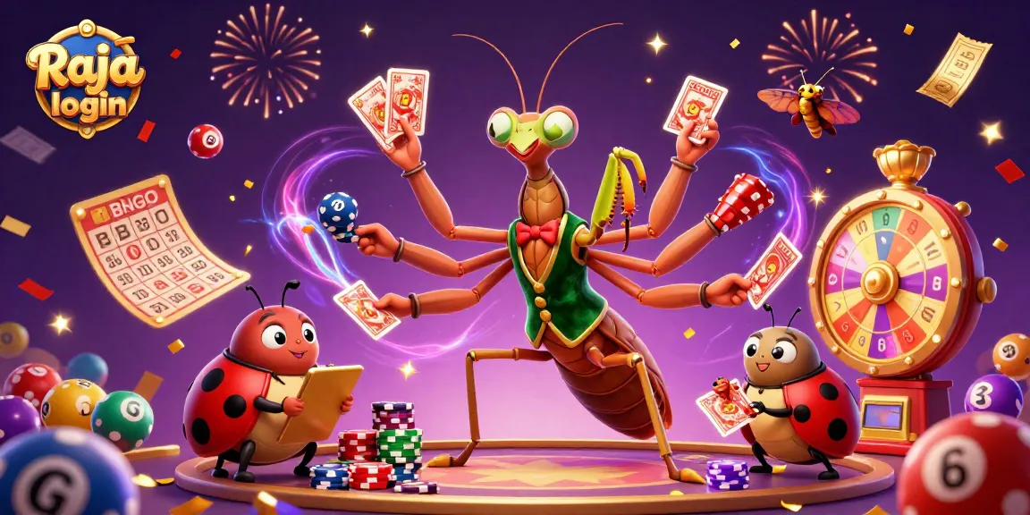 Engage in the excitement of Raja game login with vibrant lottery balls and dynamic casino elements.