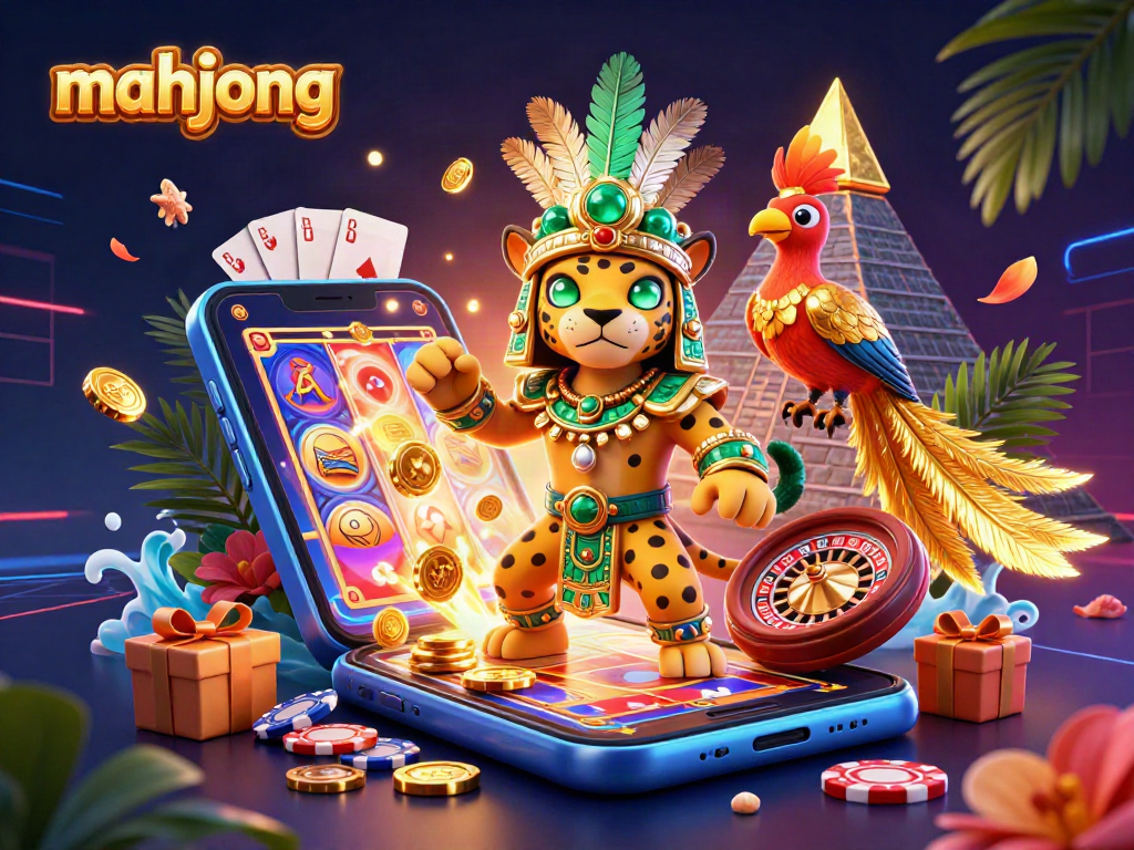 Play mahjong with vibrant casino elements in a dazzling 3D scene of luck and excitement.