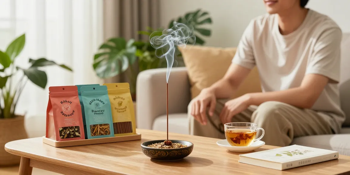 Experience the joy of buy-mr-happy-potpourri-incense in a cozy, aromatic setting with soothing warm light.