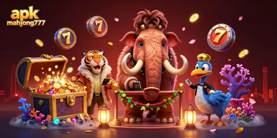 Experience gameplay excitement with apk mahjong777 featuring vibrant casino elements and 3D cartoon characters.