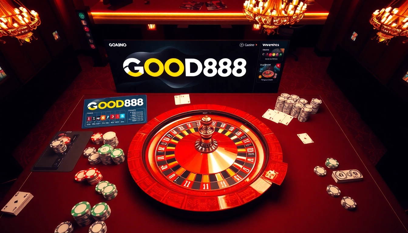 Players enjoying casino games at GOOD88, featuring vibrant tables and engaging atmosphere.