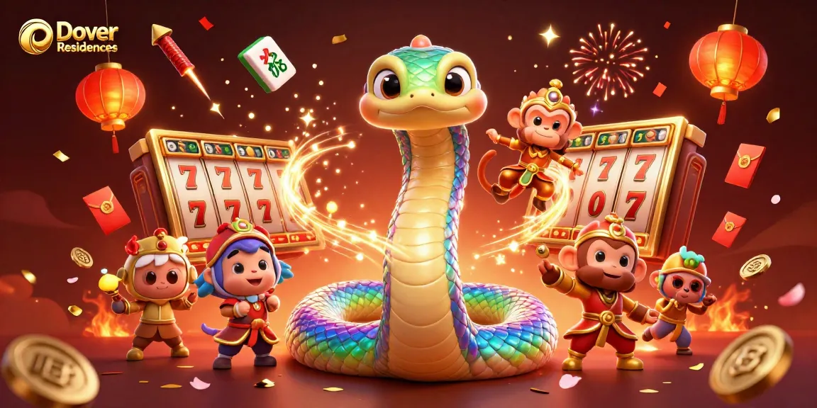Dover Residences offers an exciting features with jackpot slots and golden symbols in a vibrant, celebratory scene