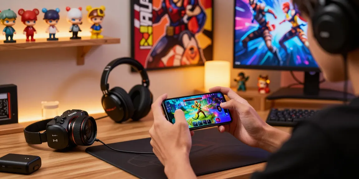 Kudaliar89 dalam suasana bermain game mobile di ruang nyaman dengan aksesori gaming yang ceria.