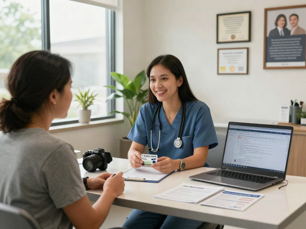 Patient discussing Texas MMJ card benefits with healthcare professional in a modern clinic.