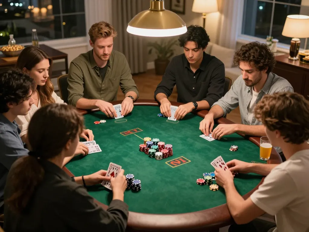 Gather around for a thrilling poker experience, discovering keonhacai strategies with friends in an elegant home game.
