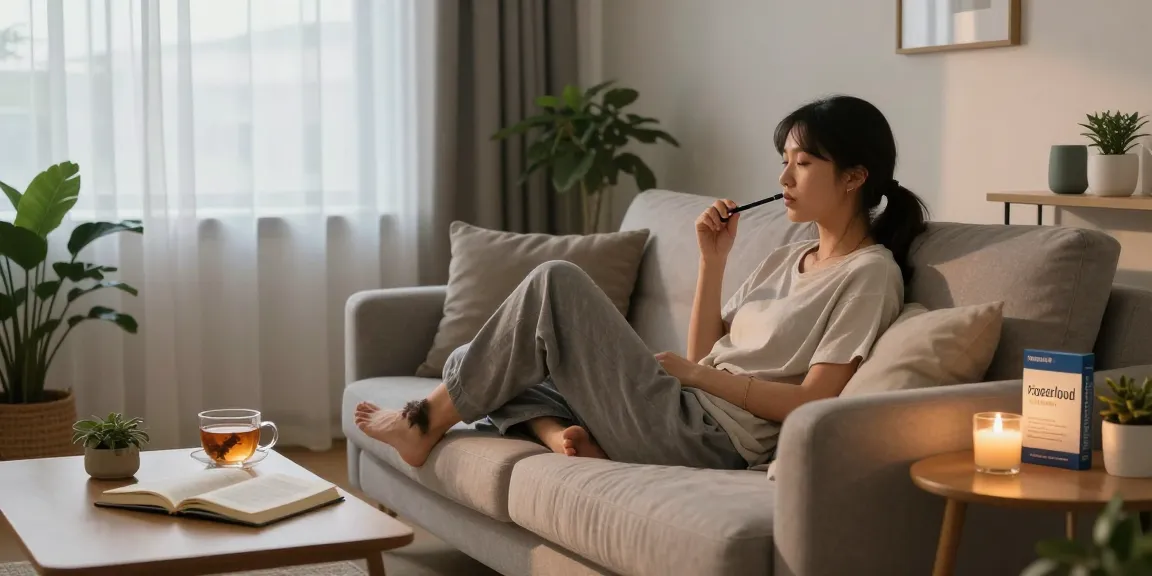 Experience properloud wellness with premium THC vape pen in a calming living room, surrounded by natural elements and wellness products.