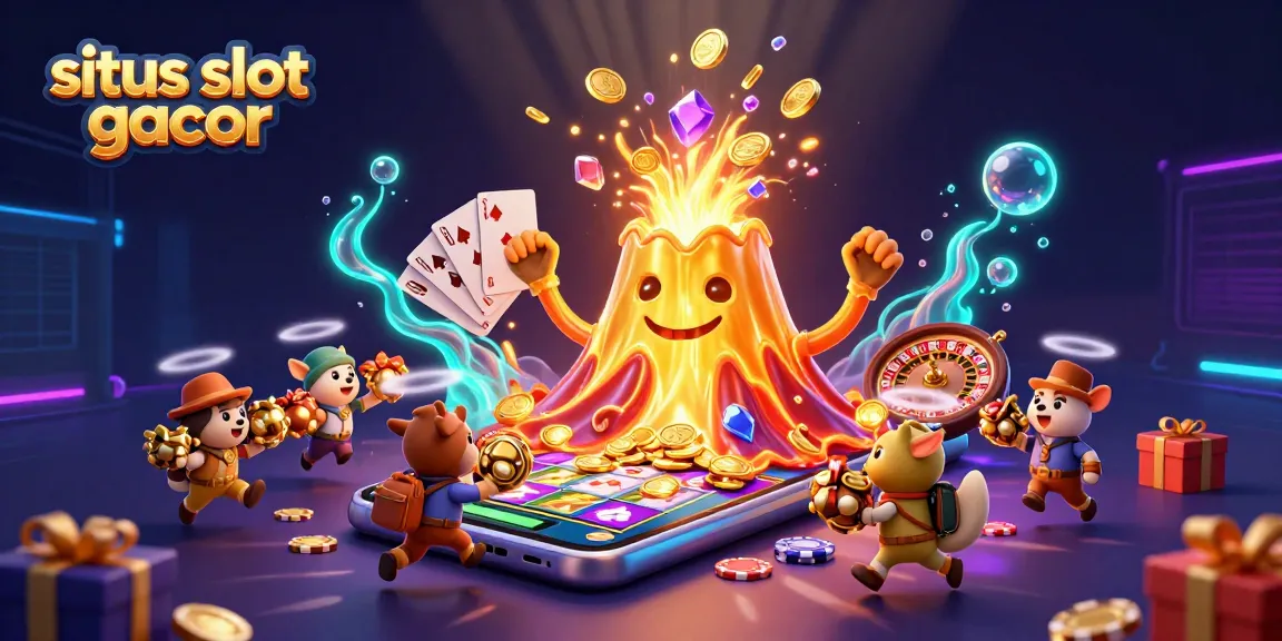 Sparks erupt from the sentient volcano in a captivating display on situs slot gacor, showcasing excitement and winnings.