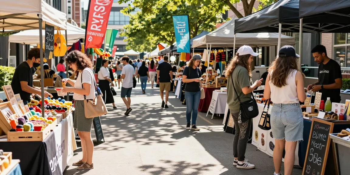 Engaged shoppers at urban market, exploring colorful stalls in a lively atmosphere on https://forumup.org/shop/search.php?ca_id=&addr1=&addr2=&addr3=&schKeyword=.