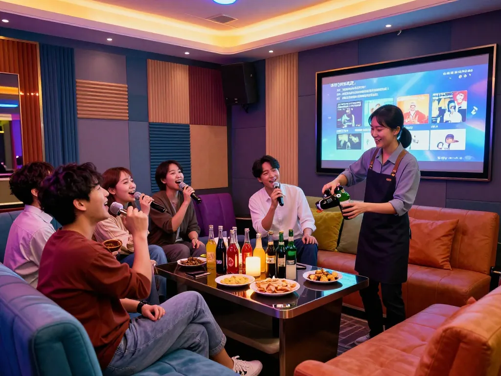 Enjoy karaoke at 인천쓰리노 with vibrant lights, friendly service, and a lively atmosphere.