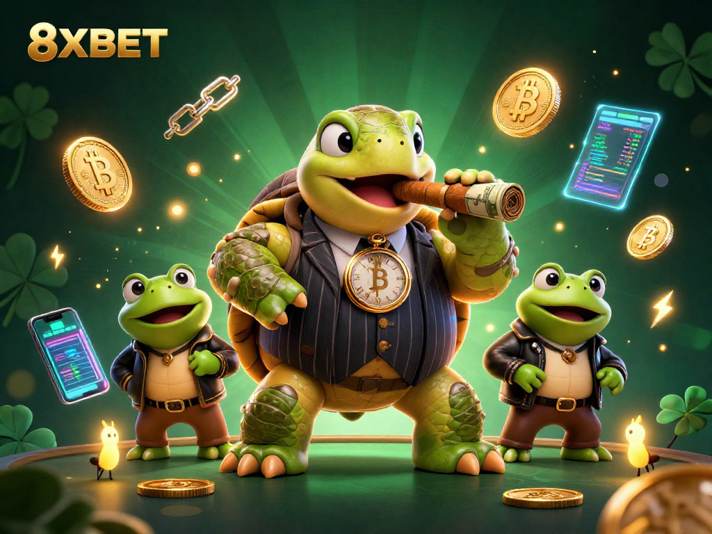 Engage with exhilarating gameplay at 8XBET featuring a massive snapping turtle and bullfrog enforcers.