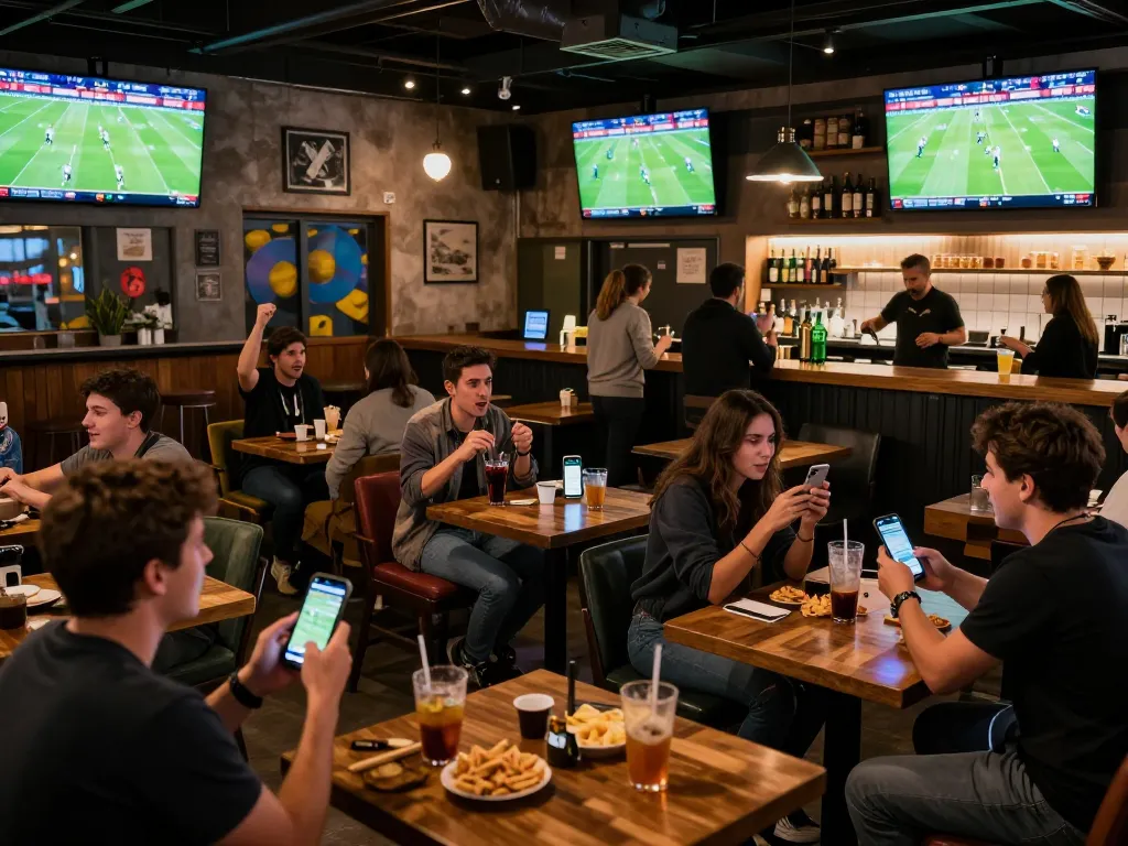 Fans engaging with the nowgoal sports betting app surrounded by excitement during live football matches.
