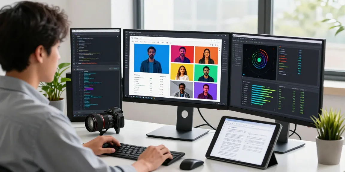 Data scientist using an ai detector tool to analyze images in a modern workspace.