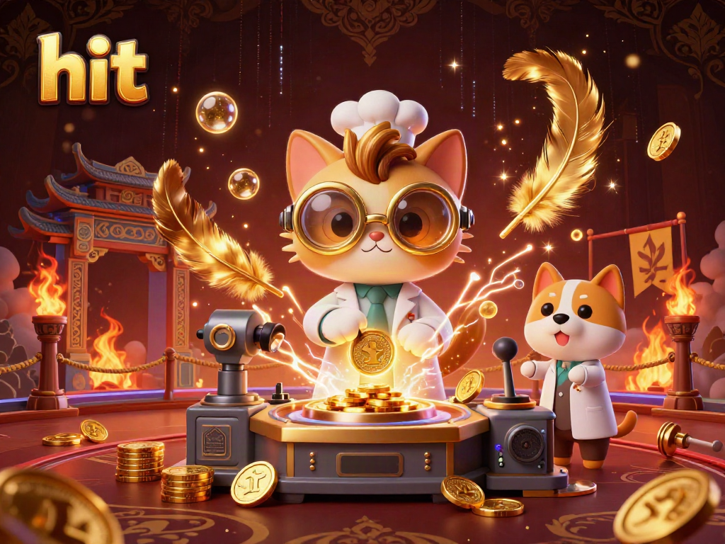 Engage in the hit gambling adventure with a mad scientist cat and lab assistant in a casino-themed scene.