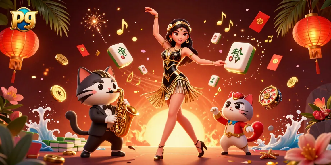 Experience thrilling PG gaming with a vibrant 3D portrayal of slots, mahjong, and celebration.