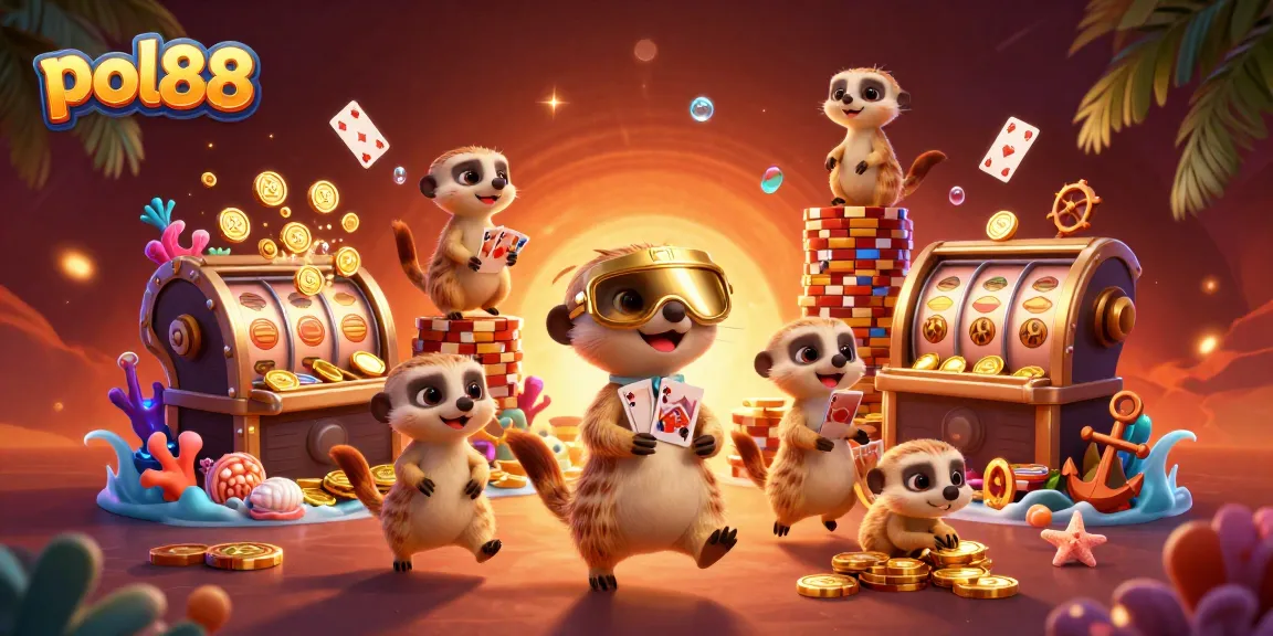 Gambler meerkat di pol88 mengelola kasino yang penuh dengan koin emas dan harta karun
