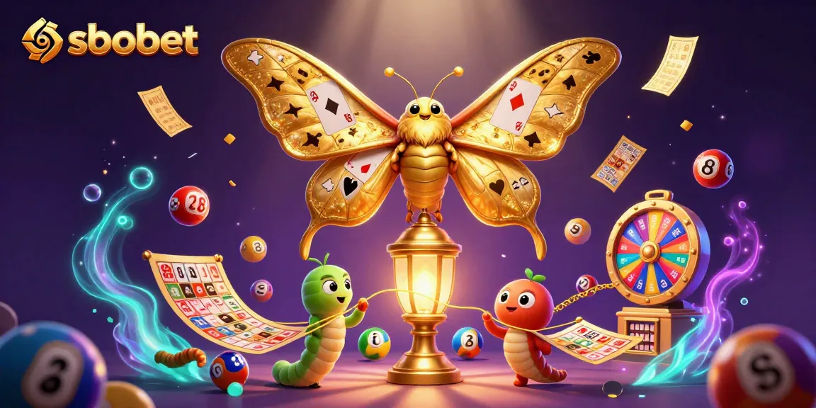 Engage with sbobet in this vibrant 3D digital illustration showcasing lottery elements and casino energy.