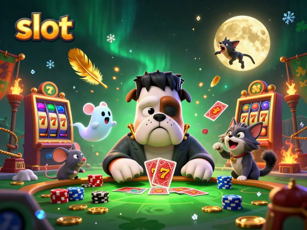 Engage with thrilling slot machine adventures featuring a bulldog dealer and mystical elements.