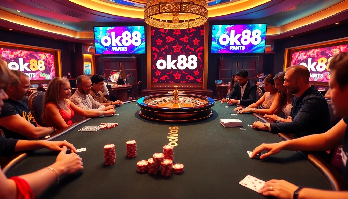 Experience the thrill of poker at the luxurious ok88 casino, with vibrant colors and excitement.