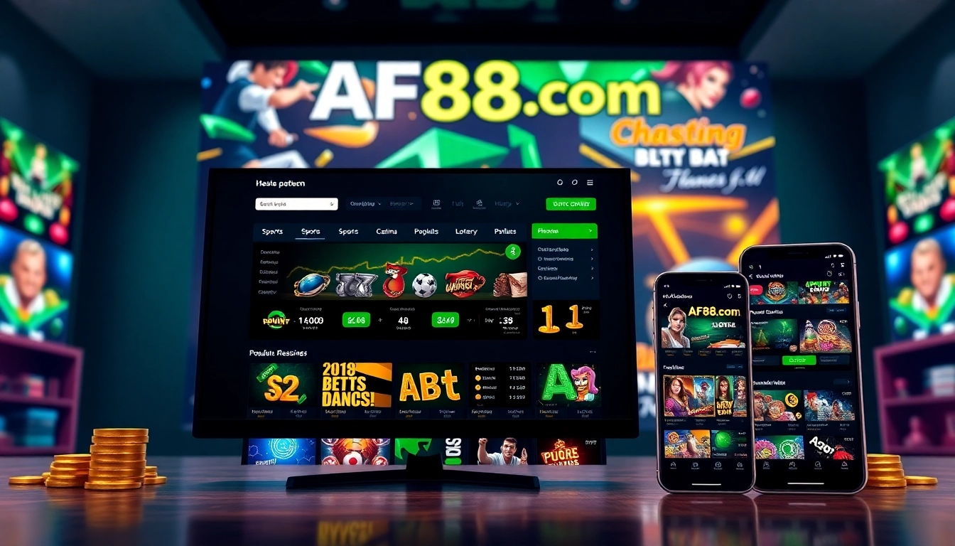 Dynamic interface of af88.com showcasing online betting options with vibrant colors.