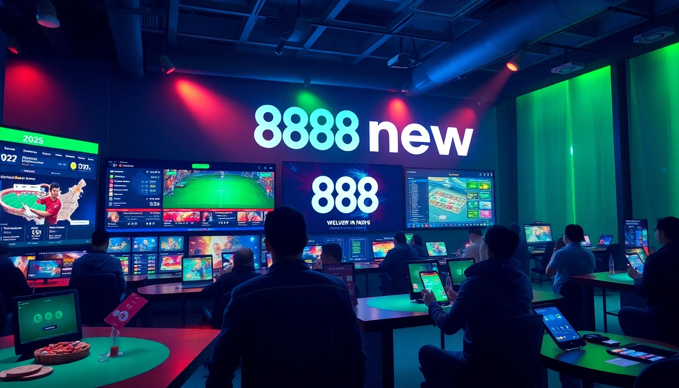 Experience the vibrant online gambling scene at 888new with dynamic game displays and players enjoying secure and thrilling experiences.