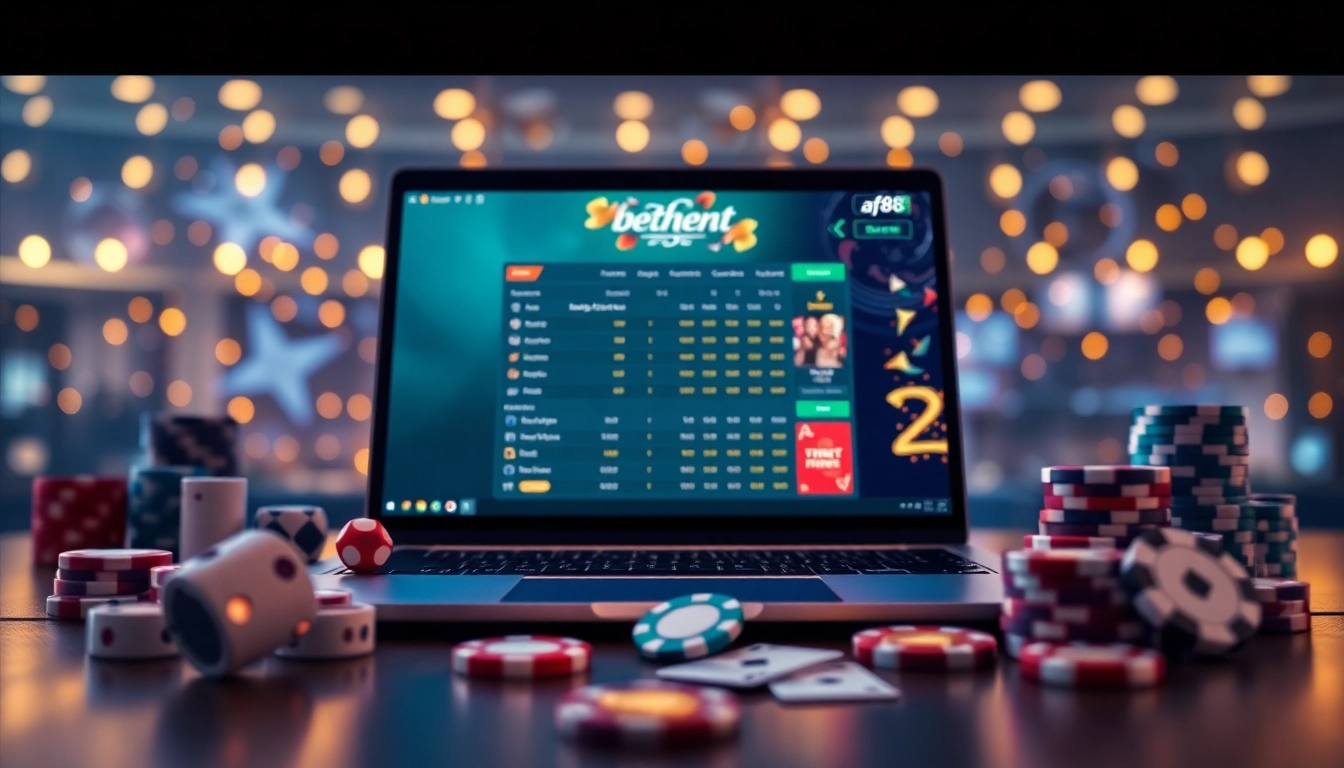 Engaging online betting experience at af88.com with a modern interface, gaming elements, and inviting atmosphere.