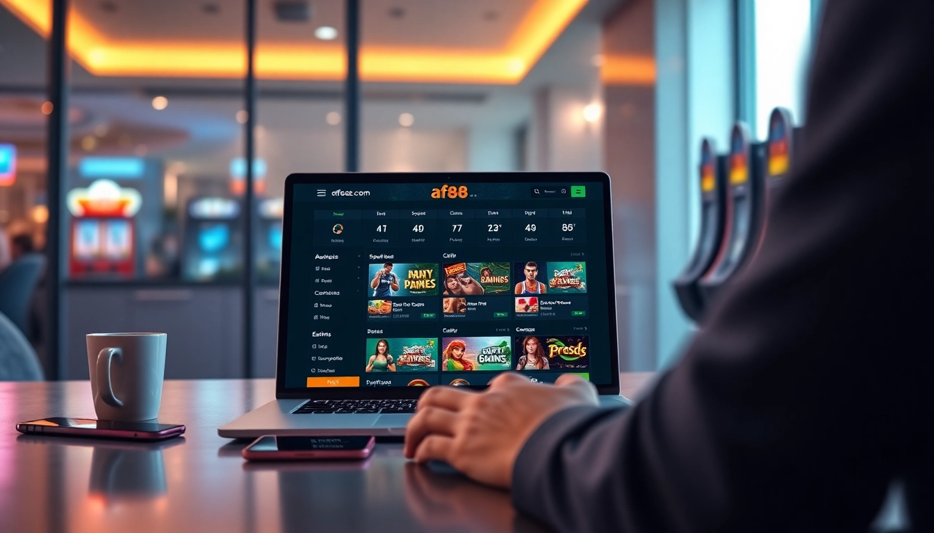 Interface of af88.com displaying diverse online betting options in a modern setup.