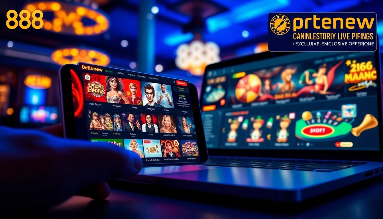 Experience the excitement of 888new online gambling with a modern casino interface showcasing popular game options.