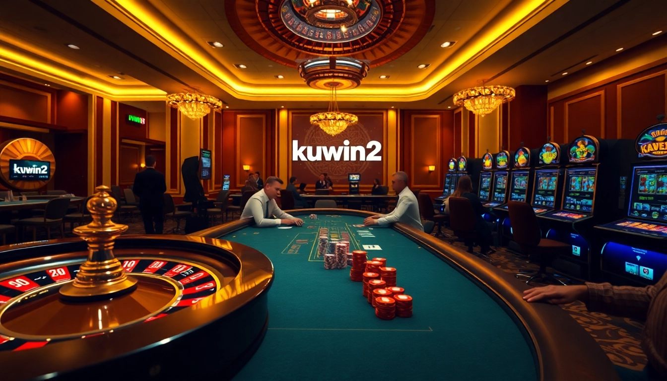 Experiencing thrilling gaming action at kuwin2 casino with live poker and roulette tables.