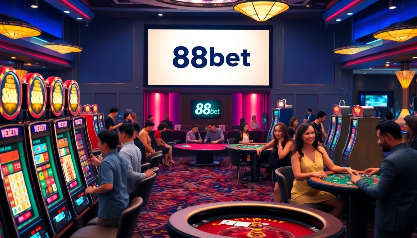 Players winning at exciting 88bet casino games with vibrant atmosphere.