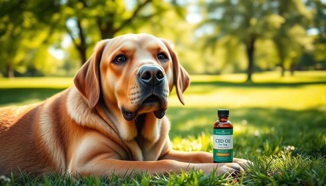 Give your pet CBD Oil For Dog for a relaxing day in the park with a joyful Labrador.